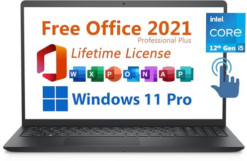 Dell 2024 Inspiron 15 Business Laptop, Free Microsoft Office 2021 with Lifetime License, 15.6 Touchscreen FHD, Intel 10-Core i5-1235U, 16GB DDR4 RAM, 512GB PCIe SSD, Windows 11 Pro, Black