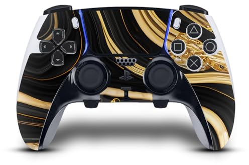 Head Case Designs Noir Et Doré Marbre Vinyle Autocollant De Jeu Peau Autocollant Couverture Compatible avec Sony Playstation 5 PS5 DualSense Edge Controller