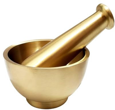 Mortier en laiton, 1 pièce, 11,4 cm, doré