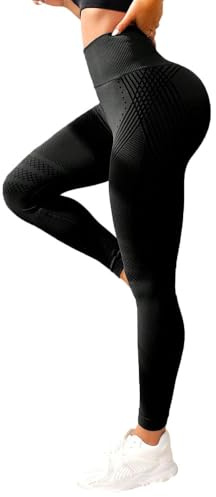 MEIION Leggings à Compression 3D pour Femmes, de Yoga Longs, Slim fit, d'entraînement, sans Couture