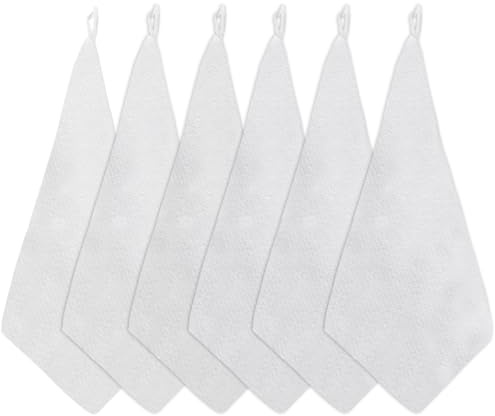 Futuhada 6 Stück Premium Waschlappen aus Mikrofaser, Weiß Handtücher in 30x30 cm, Microfasertücher Gesicht mit Aufhängeschlaufen zum Abwischen und Reinigen des Gesichts