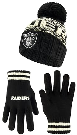 Ultra Game Youth NFL Offizielle superweiche Wintermütze mit Zopfmuster, Strickmütze mit extra warmen Touchscreen-Handschuhen