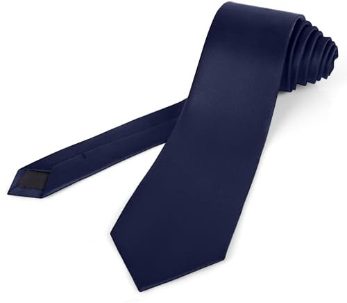Puistr XL Herren-Krawatte, extra lang, einfarbig, 8,5 cm, große und hohe Krawatte für Herren, inklusive Geschenkbox, Marineblau, Medium