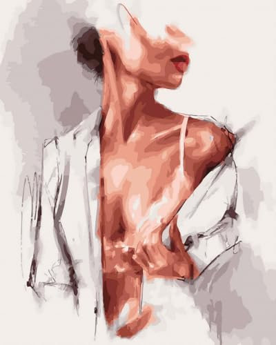 Oh Art! Malen Nach Zahlen Erwachsene Paint By Numbers Adult Set Mit 3 Pinseln Acrylfarben Und Leinwand Gespannt Auf Holzrahmen Kreativ Set DIY Bastelset 40 x 50 cm Mit Rahmen Girl in a shirt