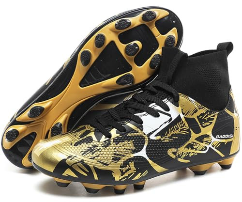 VTASQ Boys Football Boots Shoes Kids Astro Turf Trainers Kids Non-Slip Teenager Outdoor Football Shoes Girls Breathable Sneakers Unisex B/G 2.5UK