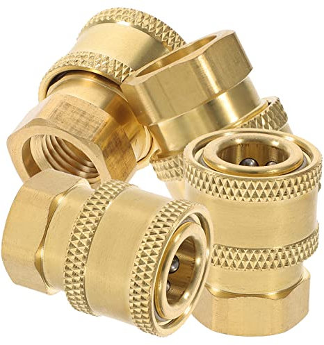 MOBUTOFU 4 Stück Gartenschlauch Schnellanschluss 1/4 Zoll Kupfer Schlauchadapter Hochdruck Waschgerät Gartenschlauchverbinder Mit Schnellkupplung Anschluss