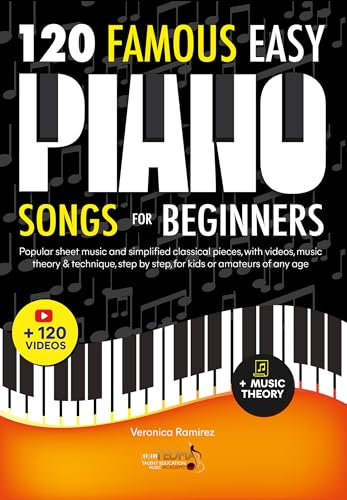 120 Famous Easy Piano Songs for Beginners: Popular Sheet Music and Simplified Classical Pieces, With Videos, Music Theory & Technique, Step by Step, for Kids or Amateurs of Any Age (English Edition)