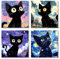 MOGTAA Paquete de 4 pinturas de gato por números para adultos principiantes con marco, pintura de cielo estrellado por números para niños, pintura acrílica por números en lienzo, kits de pintura al