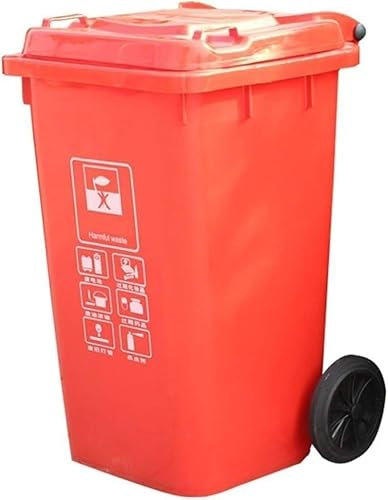 Poubelle d'extérieur 100L Classification Poubelle de Cour Poubelle d'extérieur à roulettes Grande Poubelle à roulettes Robuste lancée (Rouge)