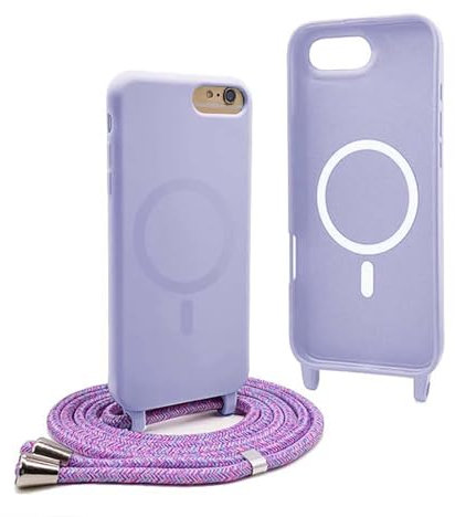 YFSYLL Handykette Hülle für iPhone 8 Plus / 7 Plus mit Band,Magnetische Silikon Handyhülle Kompatibel mit MagSafe,Handyhülle für zum Umhängen Einstellbar und Abnehmbar - Lila