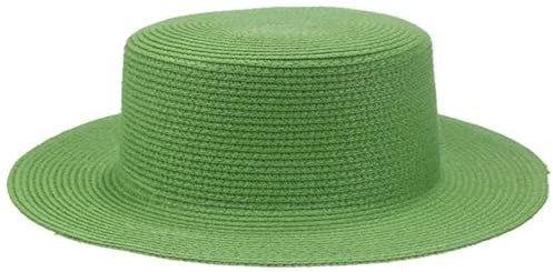 AAIXXIZAO Chapeau Paille Femmes Hommes Casquettes Plat Haut Large Bord Paille Chapeau Plage Casual Seau Chapeaux pour Femmes Hommes 56-58Cm (Adultes) Vert