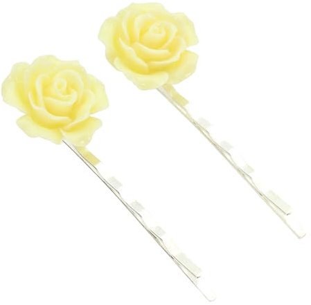 bluebubble ENGLISH ROSE 2 Pcs Solid Colour 22mm Flower Hair Clip Slide Pin on Gift Card (Ivory Cream)