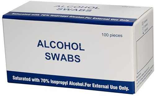 Alcohol Swabs/Alcohol Wipes. 100 Pack of 70% Isopropyl Alcohol Antibac Wipes for use as Pre Injection Swabs, Weight Loss Swabs, Wound Cleaning, Surface Sterilisation and General Medical Use
