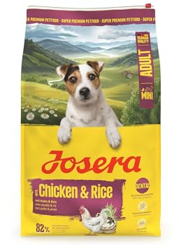 JOSERA Mini Adult Huhn & Reis (1 x 10 kg) | Premium Trockenfutter für ausgewachsene Hunde Kleiner Rassen | mit Biotin für Haut & Fell | kleine Kroketten | extraverträglich | gluternfrei | 1er Pack