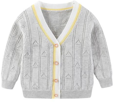 Fnaobai Cardigan per bambini a maniche lunghe con scollo a V maglione in cotone giacca per bambini top con bottoni in maglia capispalla per autunno inverno