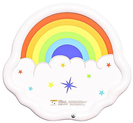Rainbow Water Play Mat with Sprinklers - Non-Slip Foldable PVC Mat with 32 Nozzles & Carry Bag for Garden, Pool & Camping | Safe Water Games for Children from 3 Years & Dogs