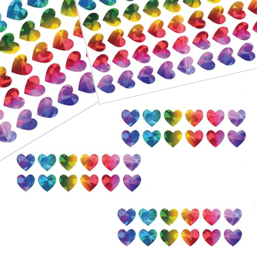 1200 Stück Glitzer Herz Aufkleber für Kinder, Selbstklebend Herzform Sticker für Scrapbooking, Hochzeit, Valentinstag, Geschenkverpackung, Gästebuch und Basteln, Bunte Dekoration für DIY-Projekte