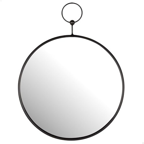 AKTIVE Max Home Wandspiegel, rund, D35, Schwarze Metallhalterung, Metallrahmen, Glas, dekorativer Spiegel, einfache Befestigung (Schrauben Nicht im Lieferumfang enthalten), ideal für Badezimmer