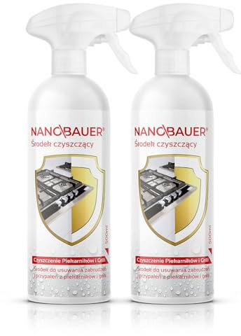 Backofenreiniger & Grillreiniger | 2x NANOBAUER Oven & Grill Cleaner 500ml | Kraftvoller Reiniger für Backofen, Grill, Grillrost & Backblech | Entfernt Fett, Eingebranntes und Schmutz | Spray-Reiniger