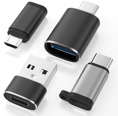 AXFEE 4Pack USB to USB C Adapter, USB-C to USB Adaptor Set | Usb Type-C to USB-A Male Charger Cable Converter Compatible with i-Phone 17,16,15, Air-Pods, Notebook, Tablet, Smartphone