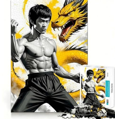 1000-teiliges Puzzle für Teenager mit Bruce Lee-Drachenmotiv,Premium-Schnitt,Spaß,Konzentration,Spiel,einfache Zeiteinteilung,Weihnachtsdekoration (38x26cm)