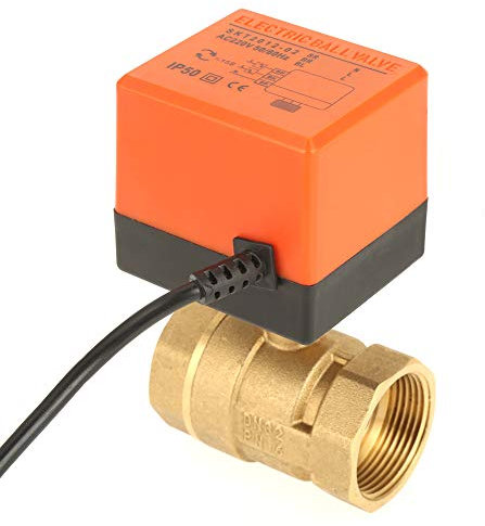 Vanne Motorisée, 1 Pièces AC 220V Commande G1-1/4 DN32 à 2 Voies et 3 Fils à 2 Points Electrique Robinet à Tournant Sphérique Motorisé en Laiton