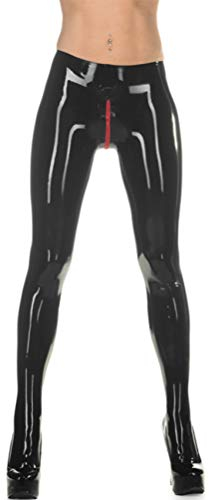 Hose aus Latex, Gummi, mit Reißverschluss, 0,4 mm, Rot, Schwarz, M