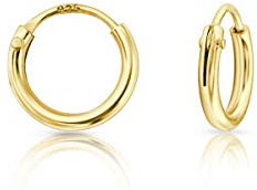DTPsilver® Creolen 8mm - Mini Creolen Gold - Ohrringe Gold Creolen Klein - Ohrringe Silber 925 Vergoldet