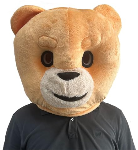 MatGui Plüsch-Teddybär, Tierhüte, Kopfmaske, Halloween, Teddybär, Maskottchen-Kostüm