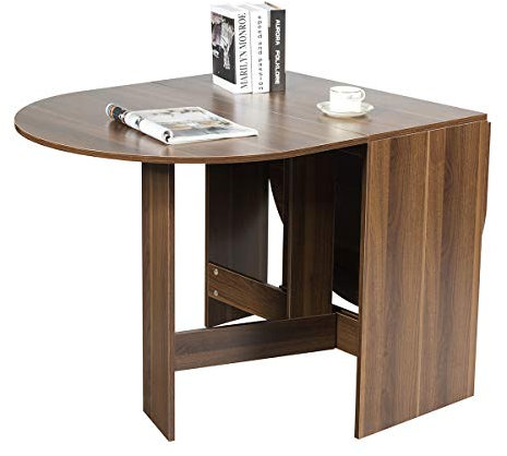 COSTWAY Table Extensible Salle à Manger pour 4-7 Personnes, Table Ronde Convertible avec 2 Rallonges Semi-ovales et Base en Croix pour Cuisine, Salon, Charge Max 60KG, 163 x 80 x 75CM