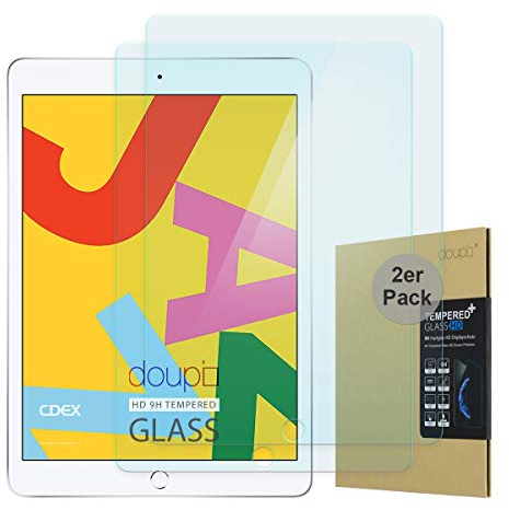 doupi [2 Stück Panzerfolie für iPad 2019/2020 / 2021 (10,2 Zoll), Premium 9H Hartglas HD Display Schutz Glasfolie (2er Pack)