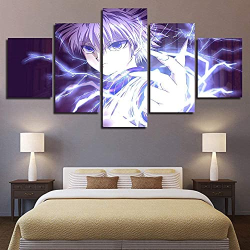 ADGUH 5 Bilder Leinwan x Animation Poster hauptdekoration Junge Zimmer Wand hochwertige leinwand Killua Zoldyck Blitz malerei pop5 Drucke auf Leinwand