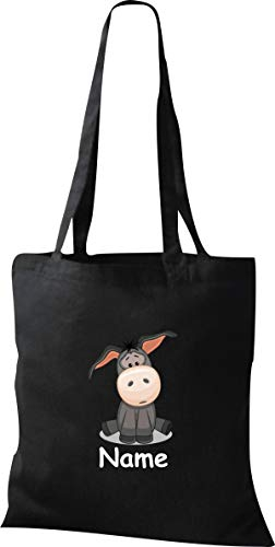 Shirtinstyle Stoffbeutel Tasche, Tiermotiv Esel mit Wunschnamen, Natur Zoo Tiere Animal, Geschenk, Baumwolltasche, Logo, Spruch, Verwandschaft, Motiv, Farbe Hellblau
