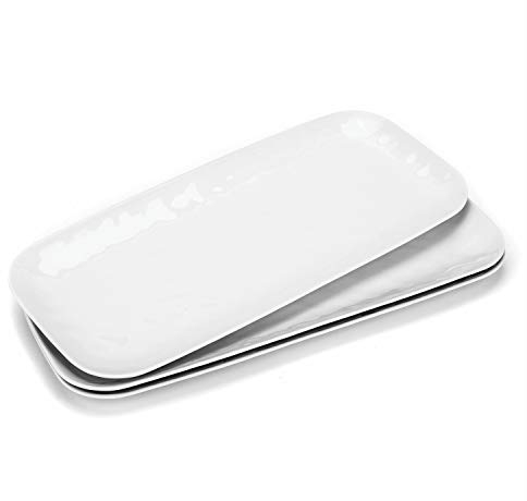 Melamine Trays, 14.5-inch Serving Trays and Platters, set of 3 White | Hammered Style, 100% Melamine, BPA Free