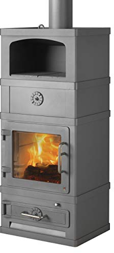 Lotus LO-483 2060 Kaminofen mit Warmhaltefach Grau, Rauchabgang oben/A+