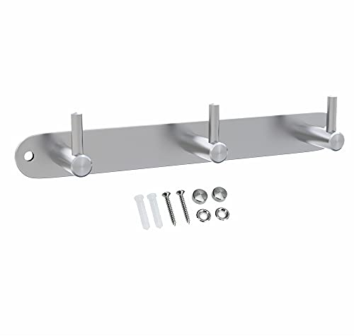 INTIRILIFE Edelstahl Garderobenleiste Modell B - 3 Haken - 22 x 4.2 cm - Kleiderhaken Garderobe Hakenleiste in 5 verschiedenen Designs
