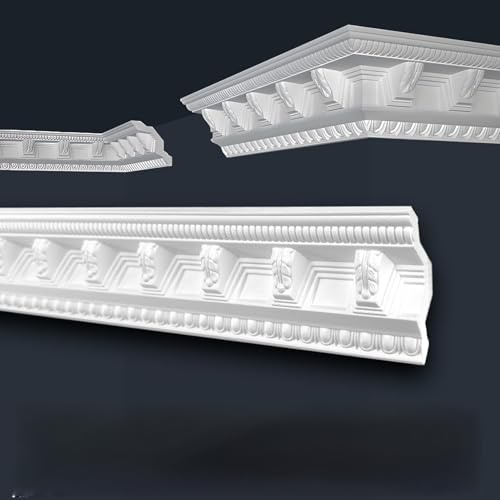 Marbet Deckenleisten weiß Sparpaket aus Styropor EPS - Stuckleisten gemustert, im traditionellen Design - (30 Meter B-23) Styroporprofil Winkelprofil Wandprofil