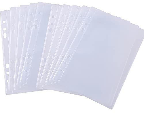 10 Blatt Bindertaschen Taschen A5 Größe 6 Loch Ordner Ordner für Stanzformen und Briefmarken Aufbewahrung, wasserdichte PVC transparente Taschen Protektoren für Stanzformen Schablone Stempel Basteln