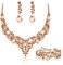 JeweBella Parure Gioielli Set per Donna Cristallo Sposa Collana Vintage Strass Orecchini Pendenti con Bracciale Fidanzamento Nozze Sposa Damigella d'Onore Regalo Dirndl Gioielli
