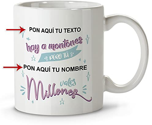 LolaPix Tazas Personalizadas. Tazas Desayuno Originales. Tazas con Frases. Regalos Personalizados. Millones Granate