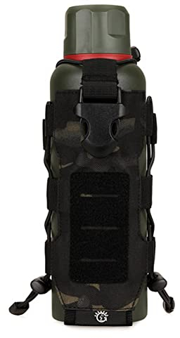 Tactical Water Bottle Pouch for Backpack MOLLE Water Bottle Holder Hydration Carrier Adjustable Molle Accessories for Travel Fishing Hunting Hiking Outdoor Activities (Dark Brown Camouflage)