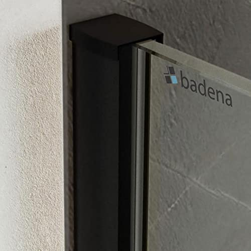 Wandanschlussprofil Dusche 200cm Schwarz Matt I Aluminium Duschprofil für 8mm Glas Duschabtrennung I Wandprofil Walk-In-Dusche I Duschprofil I Klemmprofil Wandhalterung