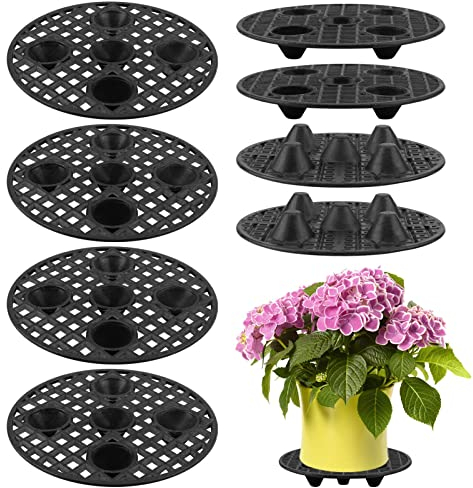 Erthree Plant Stand, 8pcs 7.9inch Heavy Duty Plant Level Pot Elevator, Flower Pot Stand Plant Holder Support Rack for Deck, Indoor, Outdoor, Garden(Black)