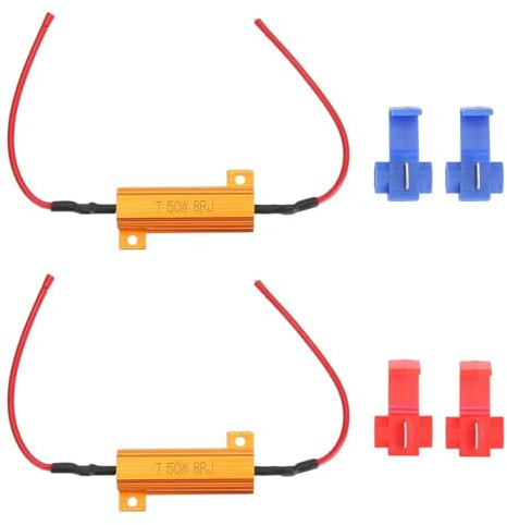 VOBOR Lastwiderstand Widerstand, 2 Stück 50 W 8 Ohm Wirewound Load Resistor Decoder Fix LED Bulbs Hyper Flash Blinker Blinker, für LED Blinker, LED Kennzeichenbeleuchtung, DRL