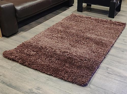 Roseley Modern Shaggy Rug No Shedding Super Soft Fluffy Office Living Room Bedroom Carpet Small Medium Large 4cm Pile Oeko- Tex [60 x 110cm, Brown]