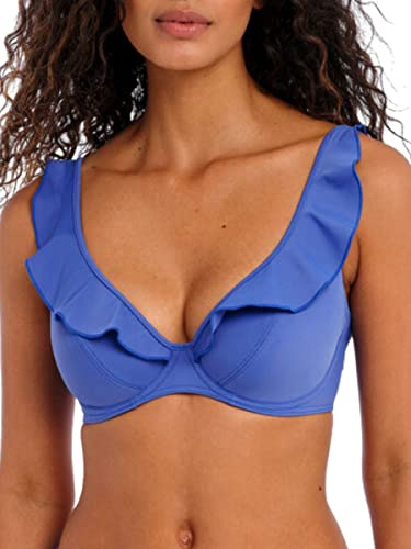 Freya Women's Standard Jewel Cove Underwired High Apex Bikini Top, Plain Azure, 36FF