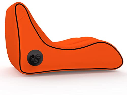 Aufblasbares Sofa Outdoor, Luftsofa mit Rückenlehne, Wasserdicht, Leicht, Tragbar, aufblasbare Couch Sofa geeignet für Strand, Pool, Camping,Orange,75 * 75 * 35cm