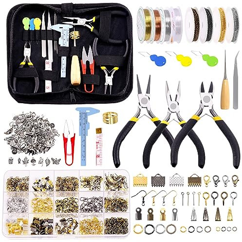 GLARKS 950pcs Jewelry Making Supplies Kit with Tools, Pliers, Wires, Findings, Measuring Tools for DIY Earring, Necklace Craft, Repair