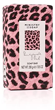 Ministry of Soap Pomegranate and Oud Scented Soap Bar, Wild Side Inspired with Pink Leopard Print Design, Naturally Coloured and Triple-Milled 200g