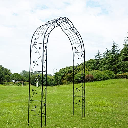 Gartenbogen Rosenbogen mit Dekoration, Bogen für Kletterpflanzen, stereoskopischer Metalllauben-Gartentorbogen, Pergola-Spalier für drinnen/draußen, wetterfest, Kletterhilfe, Rasengarten, H